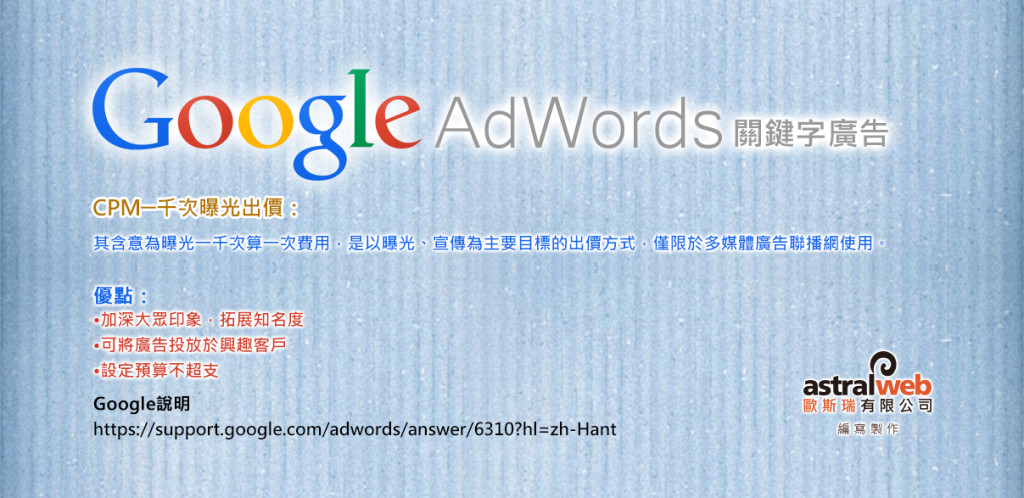 Google Adwords關鍵字廣告-CPM千次曝光出價