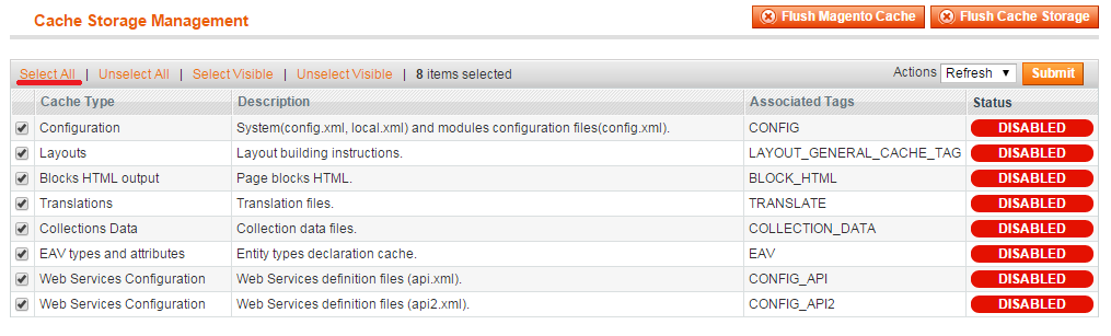 Cache Storage Management