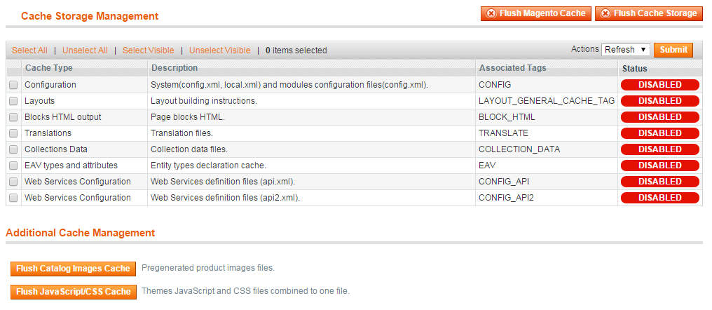 Cache Storage Management