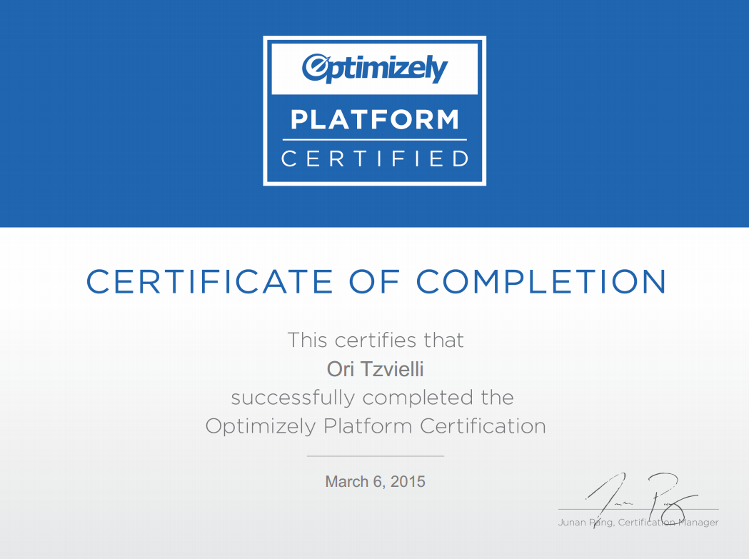 賀！歐斯瑞公司通過A/B測試平台Optimizely認證！