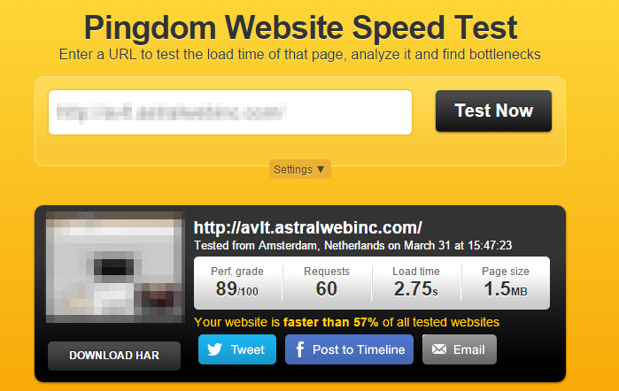 Pingdom Website Speed Test