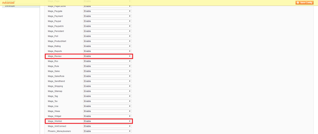 步驟三-如何關閉Magento不使用的功能 (Whishlist, Review)
