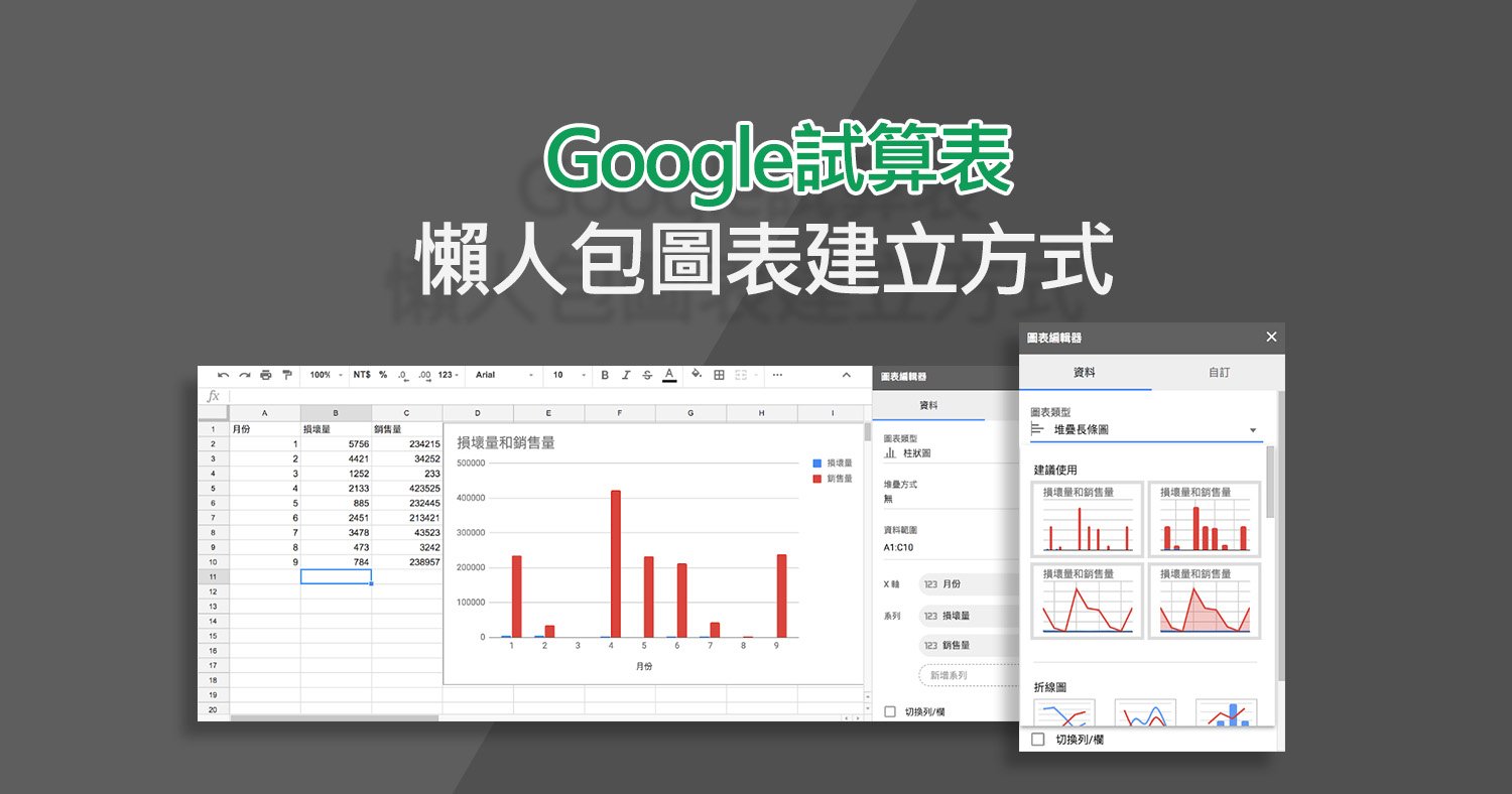 Google 試算表自動產生圖表