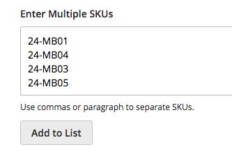 Enter Multiple SKUs