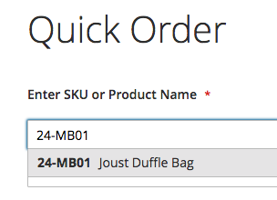 Enter SKU or Product Name